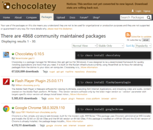 Page d'accueil Chocolatey Packages