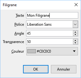 LibreOffice 5.4 - Options Filigrane