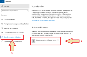 Windows 10 - Comptes - ajout Utilisateur