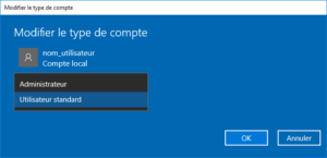 Windows 10 - Modifier le type de compte utilisateur sous windows