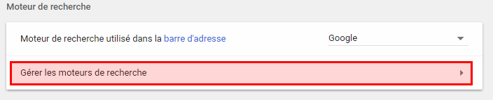 Chromium - Section moteur de recherche