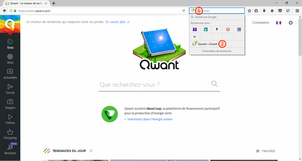 Firefox - Ajout d'un moteur de recherche