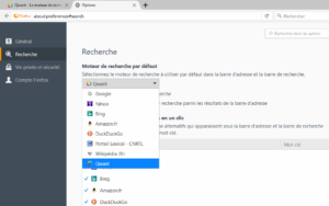 Firefox - Preference Moteur de recherche par defaut