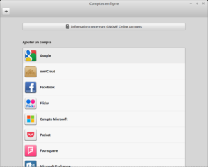 Linux Mint 18.3 - Comptes en ligne