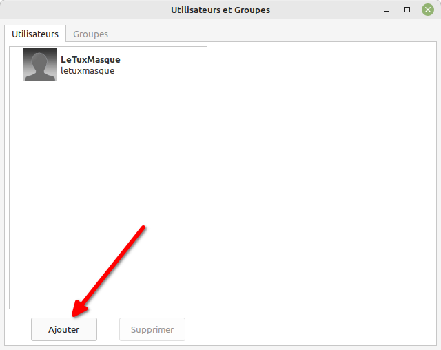 Cinnamon - Ajouter nouveau compte utilisateur