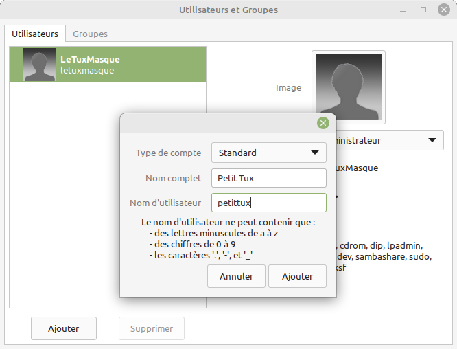 Cinnamon - Renseignements pour nouvel utilisateur