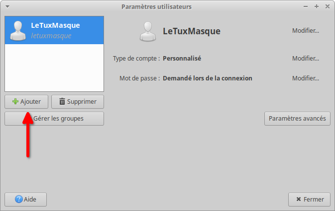 gnome-system-tools - ajout compte