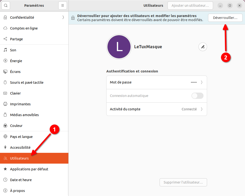 GNOME - Utilisateurs
