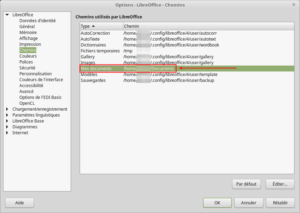 Options - LibreOffice - Chemins