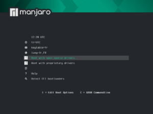 démarrage support-live Manjaro