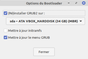 Options pour le bootloader