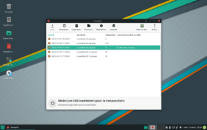 Timeshift sur manjaro live - restaurer un instantané