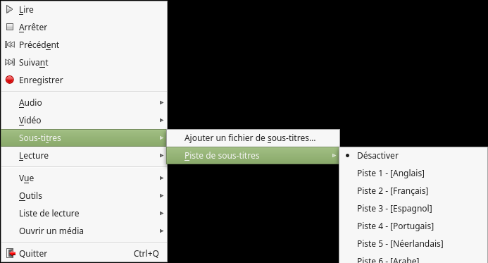VLC - Menu Sous-titre