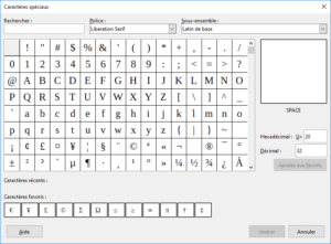 LibreOffice 6.0 - caractères spéciaux