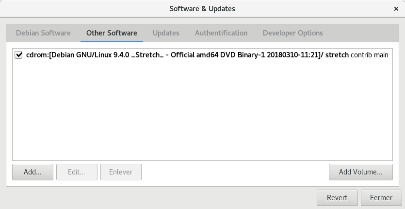 Ajout cdrom Debian 9.4