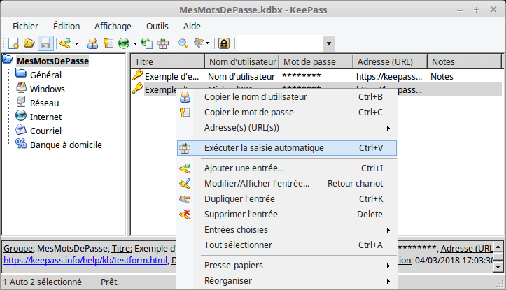 KeePass - Saisie Automatique