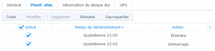Synology - Tâches pour redémarrage