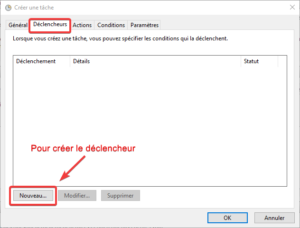 Créer une tâche - Déclencheur