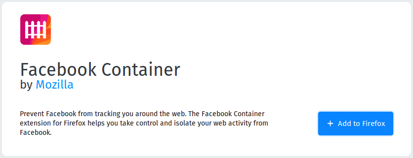 Facebook container - modules Firefox pour limiter la collecte de données par Facebook