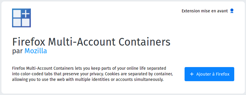 Firefox multi-account containers - modules pour Firefox