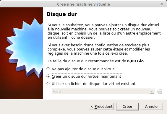 VirtualBox - Crée une machine virtuelle - disque dur