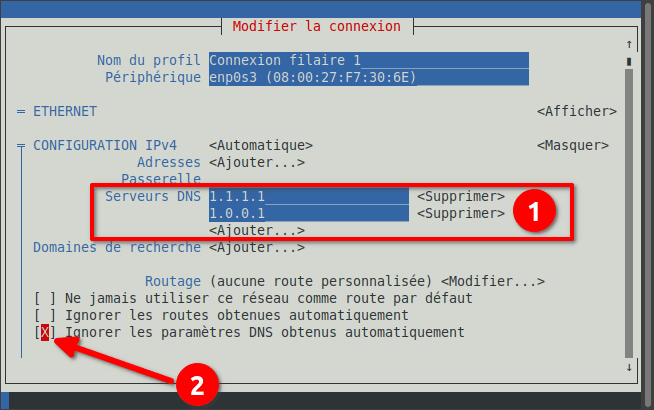 Changer DNS Linux Mint en CLI avec nmtui - 5