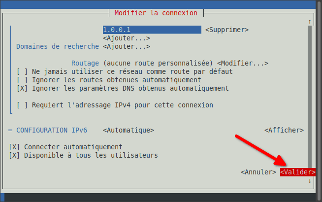 Changer DNS Linux Mint en CLI avec nmtui - 7