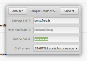 Compte en ligne - information SMTP