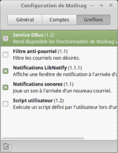 Configuration de Mailnag - Greffons