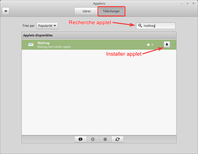 Installer applets Mailnag