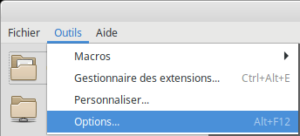 Accès options LibreOffice