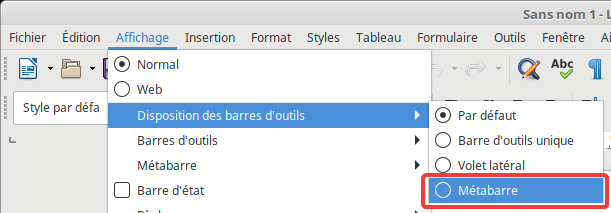 LibreOffice Writer - Disposition des barres d'outils