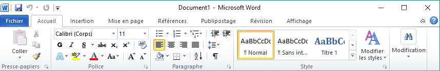 Menu ruban de Microsoft Office