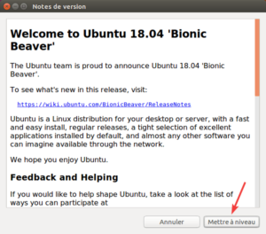 Ubuntu 16.04 vers Ubuntu 18.04 - 2 - Gestionnaire de mises à jour - Notes de version