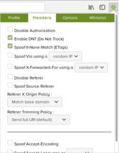 Chameleon extension Firefox - Options Headers