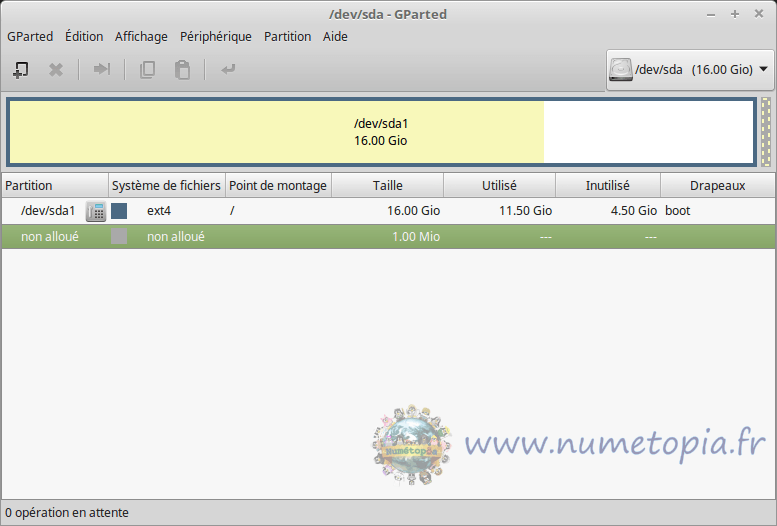 GParted sans partition swap