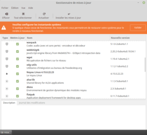 Linux Mint 19 - Gestionnaire de mises à jour