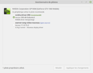 Linux Mint 19 - Gestionnaire de pilotes