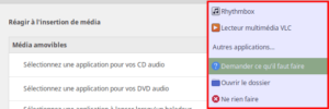 Exemple d'applications à lancer lors de l'insertion du CD audio