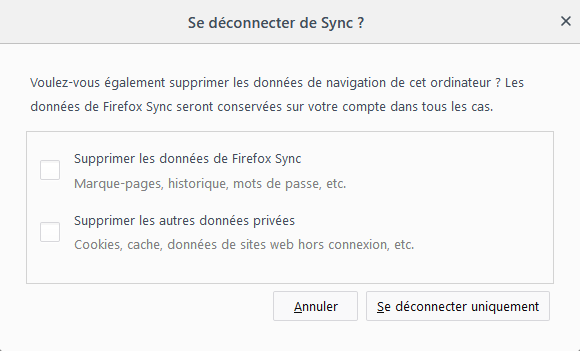 Firefox 62 - déconnexion sync