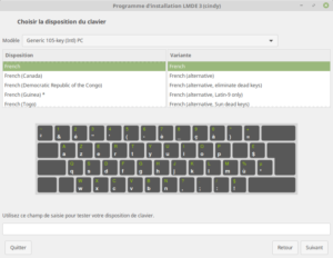 Installation LMDE 3 - 03 - paramètre clavier