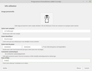 Installation LMDE 3 - 04 - Info utilisateur