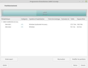 Installation LMDE 3 - 05b - Partitionnement DualBoot