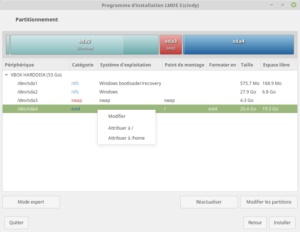 Installation LMDE 3 - 06b - Partitionnement DualBoot