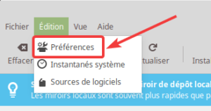 LMDE 3 - Gestionnaire de mises à jour - accès préférences