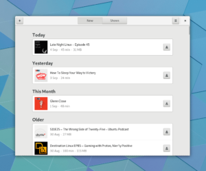 gnome 3.30 podcasts-episodes