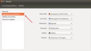 Ubuntu 16.04 - Accès applications par défaut