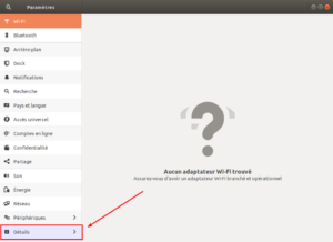 Accès Détails dans Paramètres sur Ubuntu 18.04