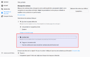 Blocage de contenu dans Firefox 63