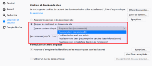 Cookies et données de sites Firefox 63